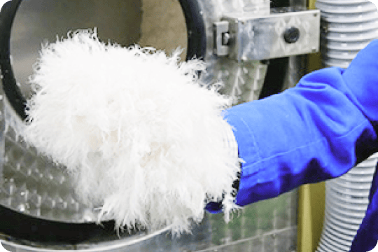 40℃に温められた天然水で洗浄します。