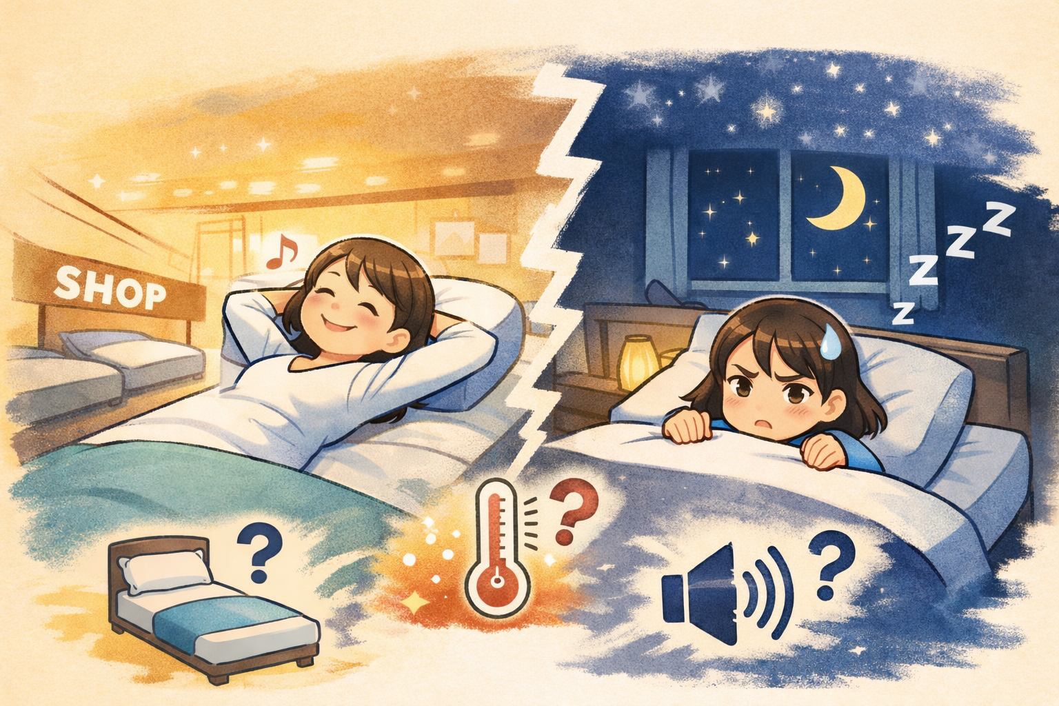 試し寝では良かったのに、家で寝ると合わない理由